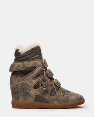 MAVIS FAUX FUR BROWN DISTRESSED
