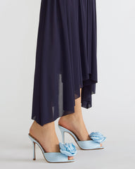 PRIYA FLOWER BLUE SATIN